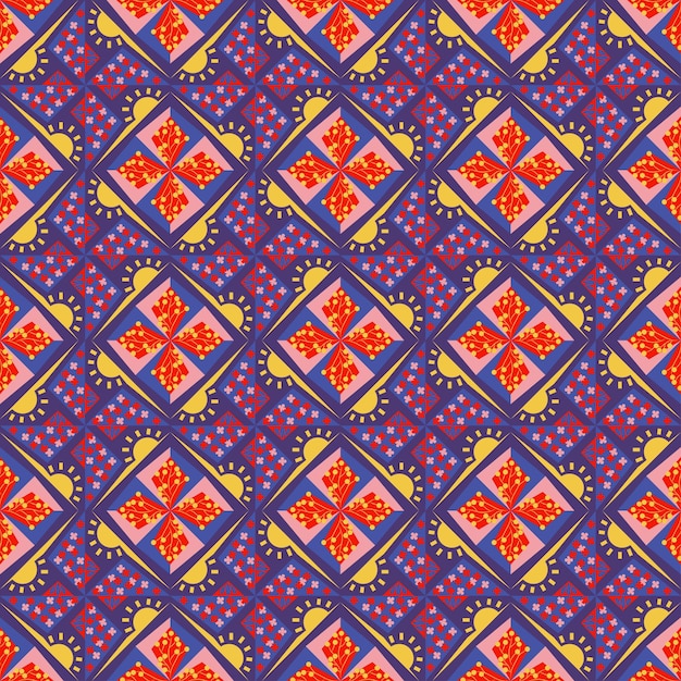 Sun Floral Seamless Pattern Background Garden Nature Plant Art