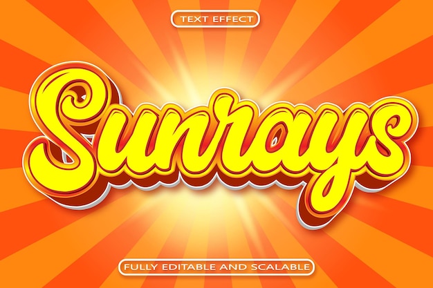 sun rays editable text effect 3 dimension emboss modern style