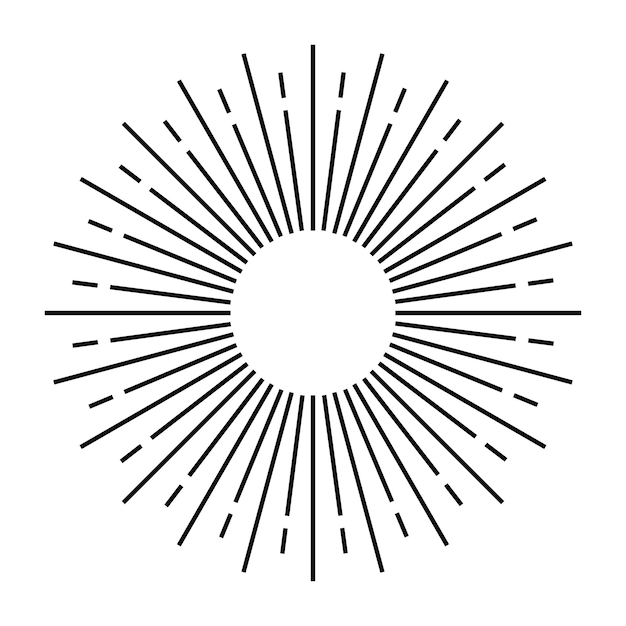 Sunburst shapes abstract sunshine line