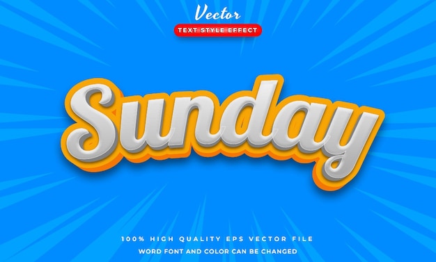 Sunday text effect with 3d style