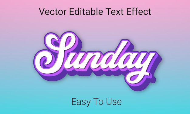 Sunday vector editable text effect