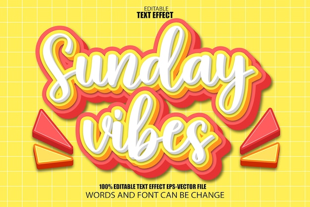sunday vibes editable text effect cartoon style