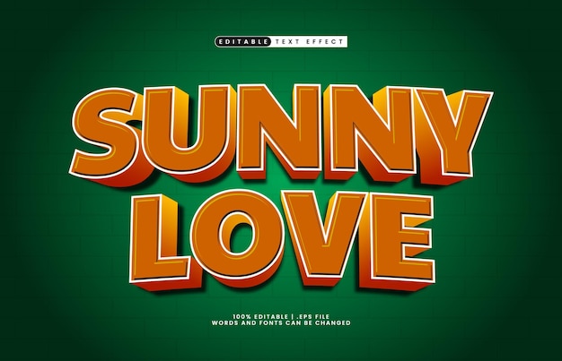 sunny love editable text effect with a game and joy text style