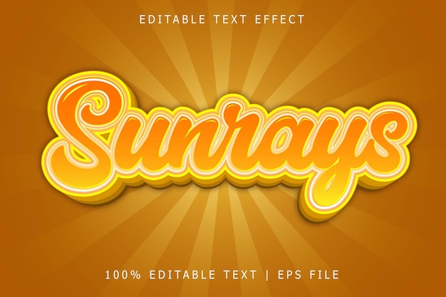 sunrays editable text effect 3 dimension emboss modern style