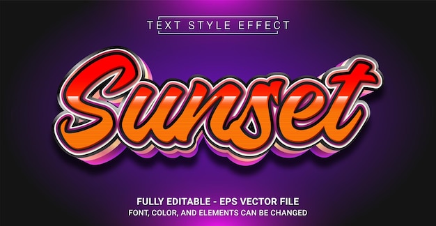 sunset text style effect editable graphic text template