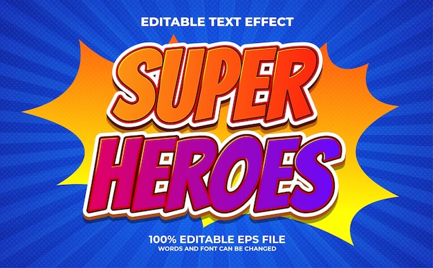 Super Heroes muokattava teksti tehoste Premium Vector