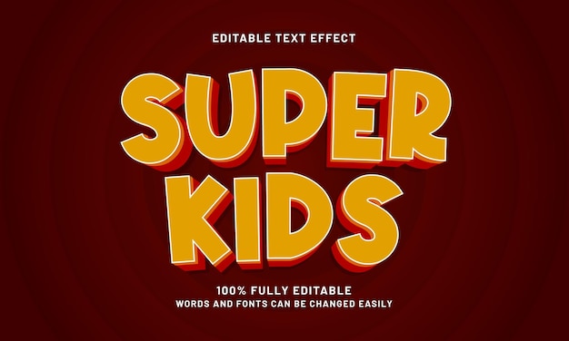 super kids editable text effect with a kids and play text style