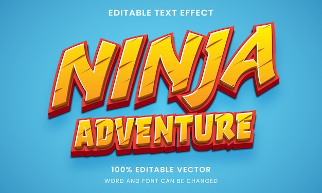 Super ninja adventure Comic Cartoon tittle 3D Editable text Effect Style