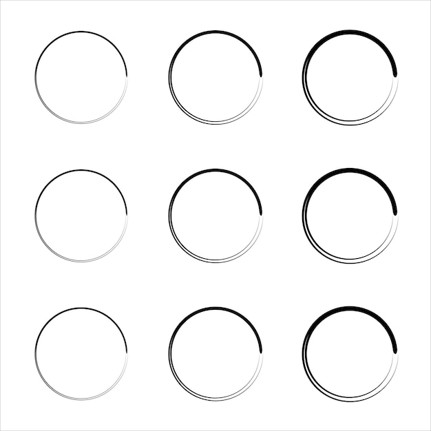 Super set of circles lines Vector grunge round shapes Doodle circles for design elements