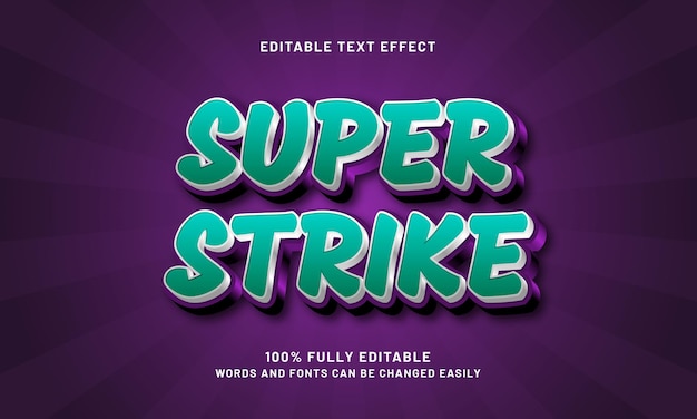 super strike editable text effect with a hero and kids theme