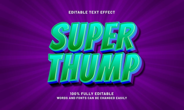 super thump editable text effects with a hero and kids theme