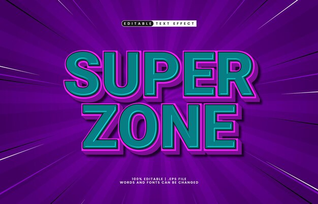super zone editable text effect with a game and kids text effect