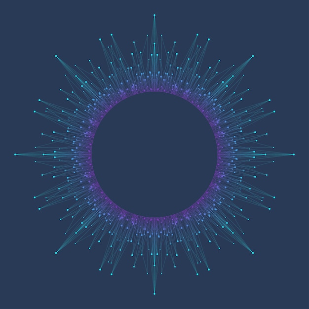Suuri genominen tiedon visualisointi. DNA-kierre, DNA-juoste, DNA-testi. Molekyyli tai atomi, neuronit. Abstrakti rakenne tieteelle tai lääketieteelliselle taustalle, banneri.
