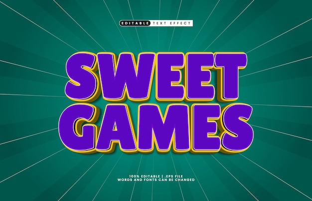 sweet games editable text effect with a play and happy text style