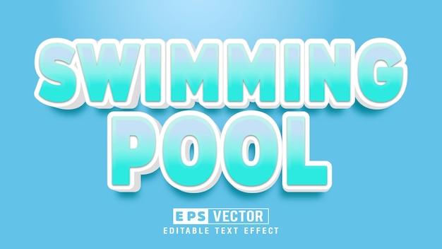 Swimming Pool 3d Editable Text Effect Vector With Background