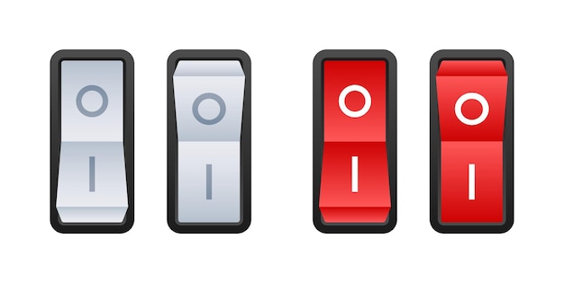 switch button icons showing off and on states in grey and red vector stock illustration