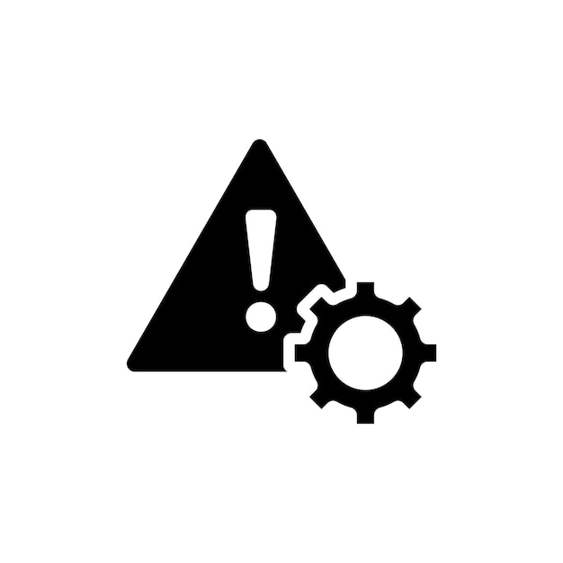 System error icon setTechnical failure warning vector symbol in a black filled and outlined styleWork risk and fault issue sign