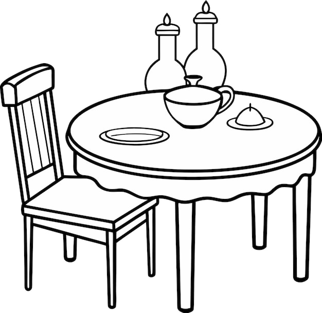 table and chairs with black stroke