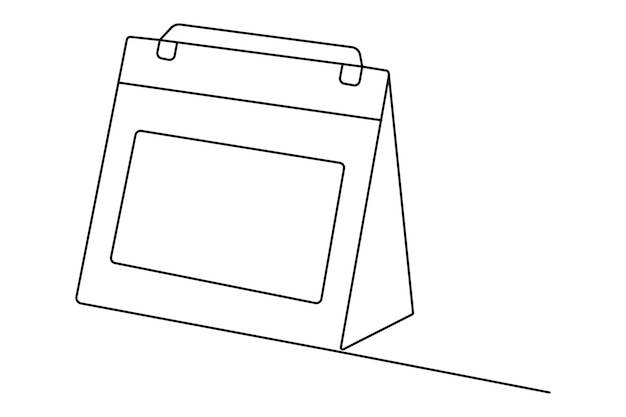 table calendar continuous one line drawing and happy new years outline vector icon