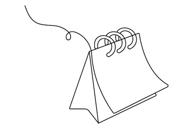 table calendar continuous one line drawing and new years vector design