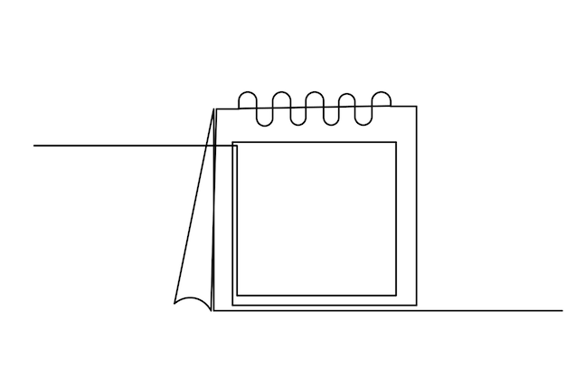 table calendar continuous one line drawing of isolated outline vector icon