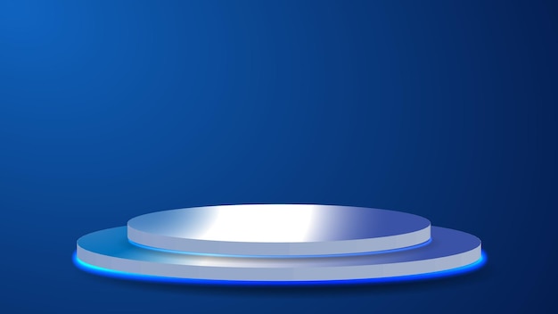 Table, podium, presentation monitor. Portal and hologram futuristic Neon