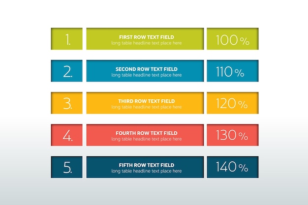 table schedule design template with 5 row vector banner