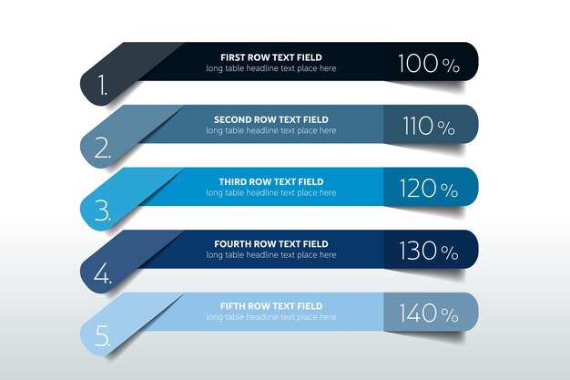 table schedule design template with 5 row vector banner