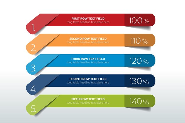 table schedule design template with 5 row vector banner