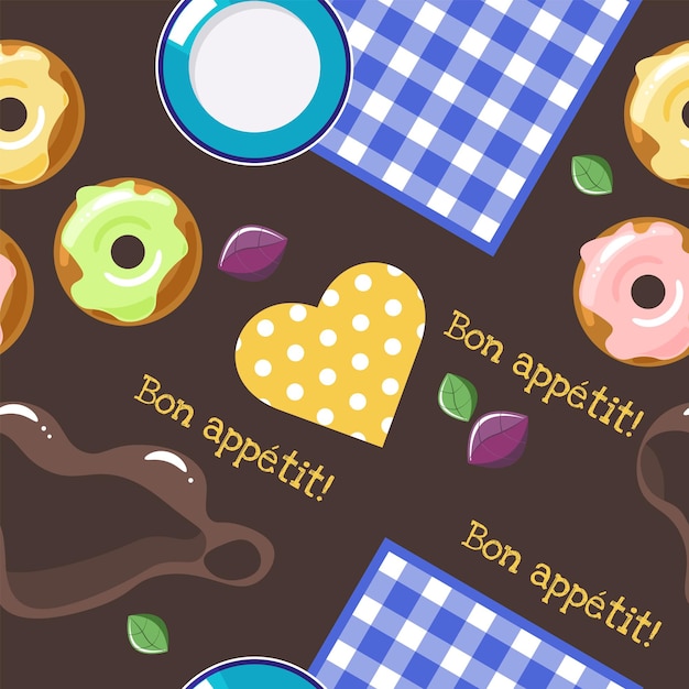 table setting for breakfast five oclock seamless pattern