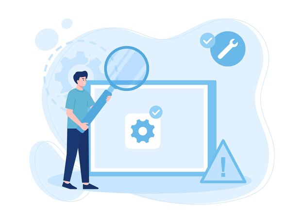 tablet problem analysis trending concept flat illustration