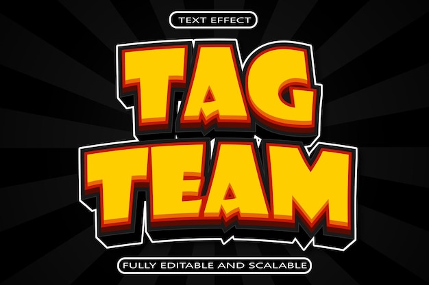 tag team editable text effect 3 dimension emboss modern style
