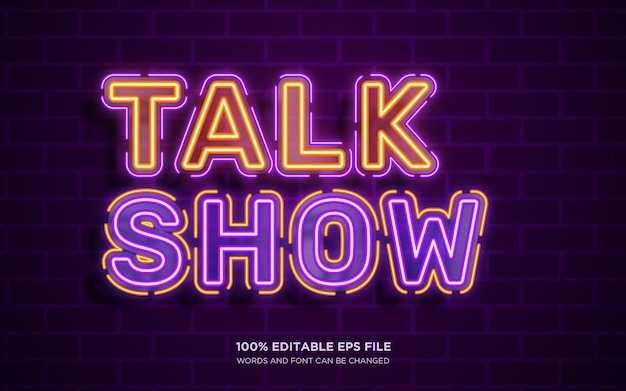 talk show 3d editable text style effect