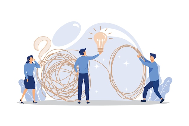 Tangle tangled and unraveled business problem solving concept flat design modern illustration