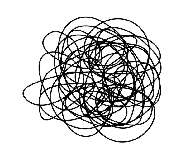 tangled grungy round scribble isolated on white background