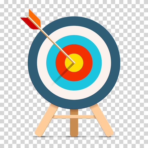 target icon in flat style on transparent background. bullseye business conpept. arrow in the center