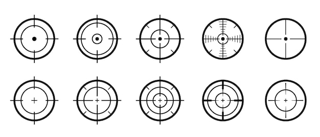 Target icon set Target destination icon set Focus target vector isolated icons on white background Vector illustration