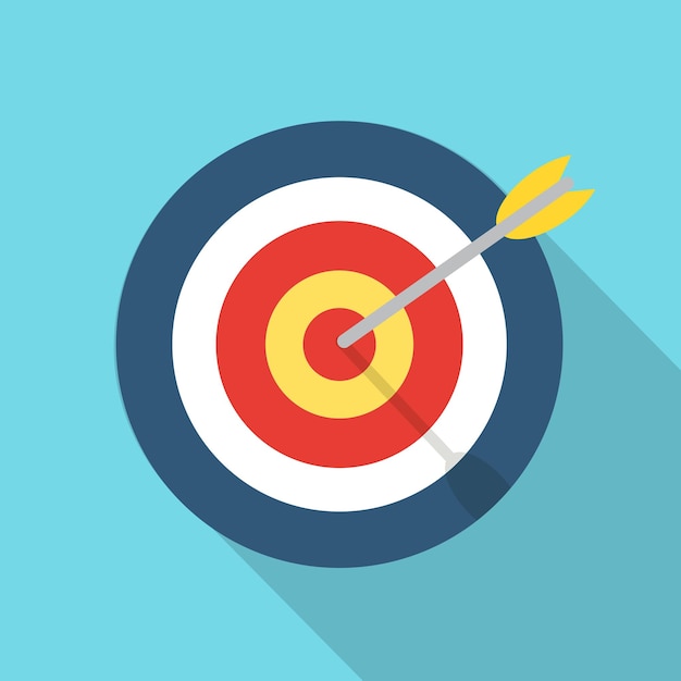 Target with an arrow flat icon concept market goal vector picture image