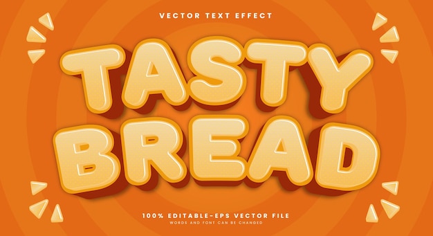 Tasty Bread 3D editable text effect Template Suitable for Bakery food Product