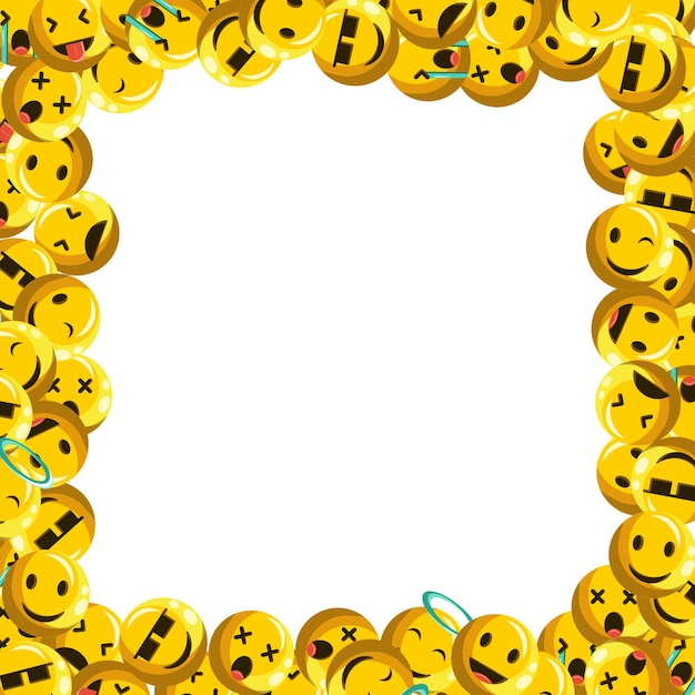 Taustakehyskuvio emojilla, jossa on monia ilmeitä