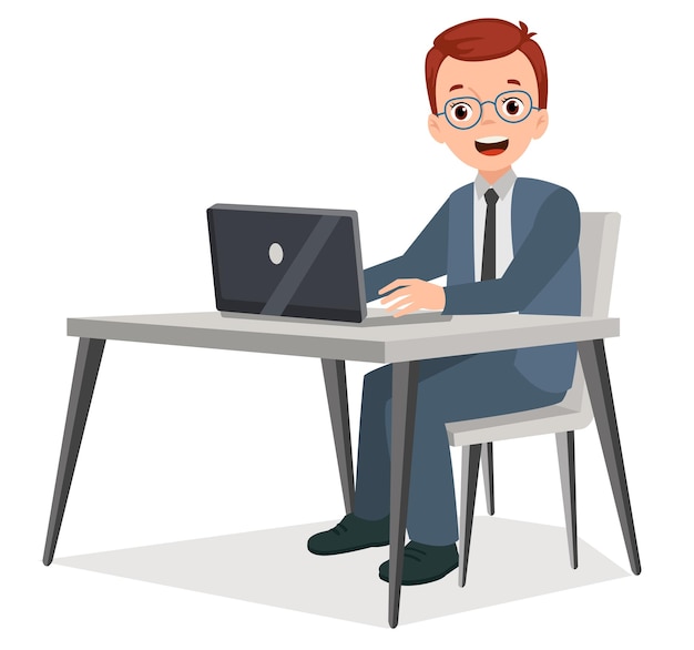 Teacher working at desk at computer
