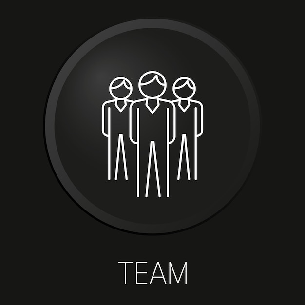 team minimal vector line icon on 3d button isolated on black background premium vectorxa