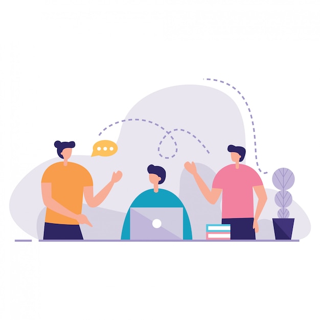 Team of Student Compliting a Task vector illustration