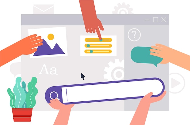 team people working on web site development hands engaged in interface design software testing