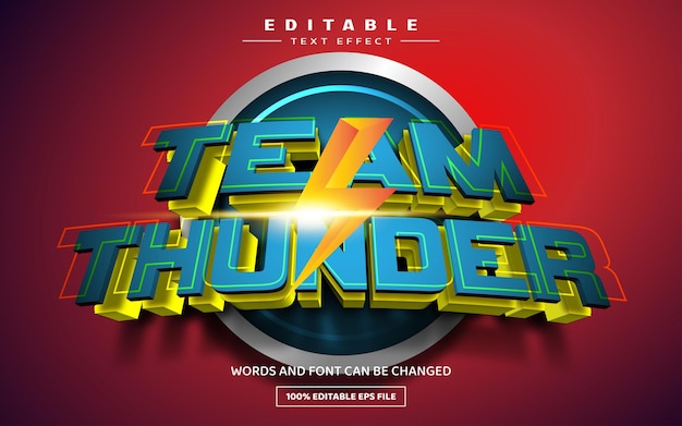 team thunder 3d editable text effect template