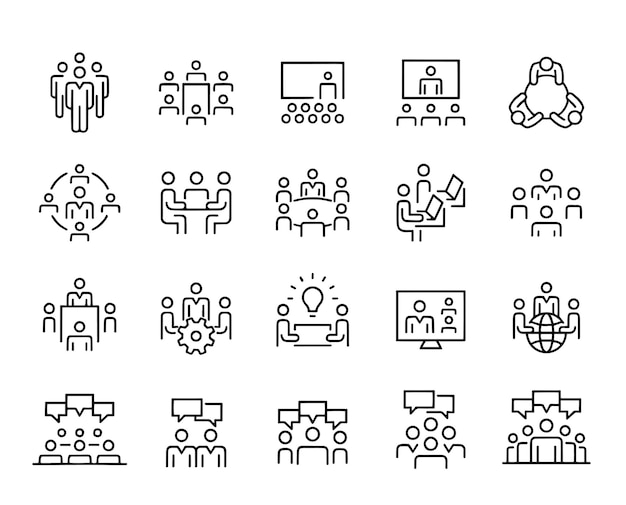 Teamwork and Meeting Icons Line Series