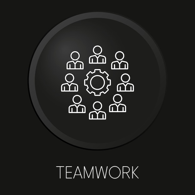 teamwork minimal vector line icon on 3d button isolated on black background premium vectorxa