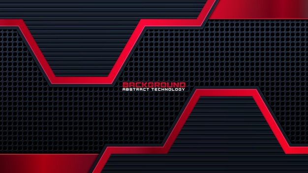 Tech black background with contrast red stripes. Abstract vector graphic brochure design