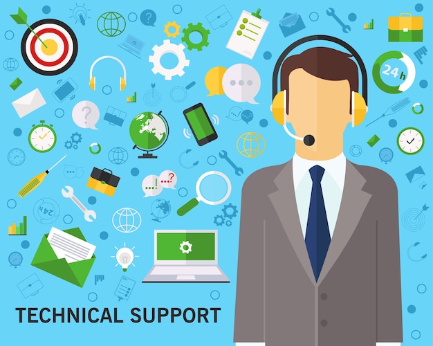 Technical support concept background