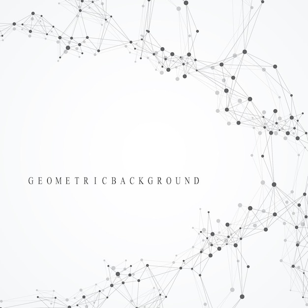 Technology abstract background with connected line and dots. Big data visualization. Perspective backdrop visualization. Analytical networks. Vector illustration.